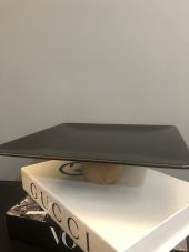 Kare Kısa Ahşap Ayaklı Seramik Sunumluk Siyah Renk 25cm - 2