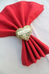 6 Adet Gold Aşk ile... Yazılı Kalp Metal Peçete Halkası - Napkin Ring - 1