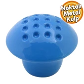 Noktalı Mantar Düğme Kulp Çekmece Bebek Çocuk Genç Odası Dolap Kapak Kulpu Kulbu Mavi Metal Kulp thumbnail 1