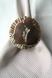 6 Adet Gold Valentine Yuvarlak Metal Peçete Halkası - Napkin Ring - 1
