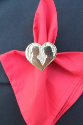 6 Adet Gold Valentine Yuvarlak Metal Peçete Halkası - Napkin Ring - 2