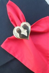 6 Adet Gold Valentine Yuvarlak Metal Peçete Halkası - Napkin Ring - 3