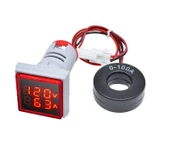 AC 20-500V 100A Kare Dijital Voltmetre Ampermetre 220V Kırmızı - 1