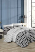 Tabu Home Geometrik Çarşafı Lastikli Antrasit Çift Kişilik Nevresim Takımı - 2