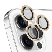 iPhone 11 Pro Max Kamera Lens Koruyucu Cam Metal Kenarlı 3lü Set - 2