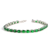 925 Ayar Gümüş Küçük Damla Zümrüt Taşlı Suyolu Bileklik thumbnail 1
