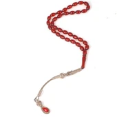 925 Ayar Gümüş Kazas Püsküllü Sıkma Kehribar Tesbih thumbnail 1