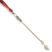 925 Ayar Gümüş Püskül. Bordo Mavi Sıkma Kehribar Taşlı Tesbih thumbnail 3