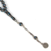 925 Ayar Gümüş İşlemeli Küre Oltu Taşı Tesbih thumbnail 4