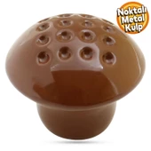 Noktalı Mantar Düğme Kulp Çekmece Bebek Çocuk Genç Odası Dolap Kapak Kulpu Kulbu Kahverengi Metal Ku thumbnail 1