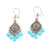 925 Ayar Gümüş Mavi Taşlı Telkâri Küpe thumbnail 1