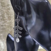 925 Ayar Gümüş Damla İncili Telkâri Yaprak Küpe thumbnail 3