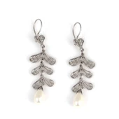 925 Ayar Gümüş Damla İncili Telkâri Yaprak Küpe thumbnail 2