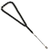 925 Ayar Gümüş Silindir Kesim Oltu Taş Tesbih thumbnail 2