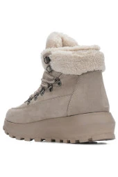 Nstil Günlük Kadın Bot Bağcıklı Kalın Yüksek Topuklu Kürk Astarlı Tırtıklı Taban Nubuk Bootie 1015C - 6