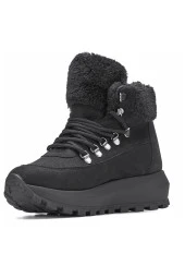 Nstil Günlük Kadın Bot Bağcıklı Kalın Yüksek Topuklu Kürk Astarlı Tırtıklı Taban Nubuk Bootie 1015C - 8