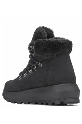 Nstil Günlük Kadın Bot Bağcıklı Kalın Yüksek Topuklu Kürk Astarlı Tırtıklı Taban Nubuk Bootie 1015C - 9