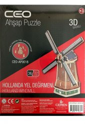 Ceo ceo 3d Baskılı Ahşap Puzzle Yel Değirmeni 36 Parça - 1
