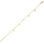 925 Ayar Gümüş Çınar Yaprağı Beyaz Taşlı Halhal thumbnail 2