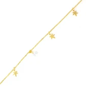 925 Ayar Gümüş Çınar Yaprağı Beyaz Taşlı Halhal thumbnail 3