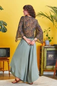 Truvakar Kol Bohem Stil Çiçekli Şifon Bluz - 4