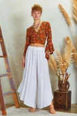 Paçası Detaylı Beli Lastikli Bol Paça Pantolon - 1