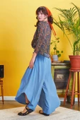 Paçası Detaylı Beli Lastikli Bol Paça Pantolon - 4