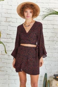 Bohem Stil Desenli Anvelop Mini Etek thumbnail 2