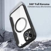 Polham Manyetik Kapaklı Kartlıklı MagSafeli iPhone 14 Plus Kılıf,360 Derece Ful Korumalı Cüzdan Kılıf - 2