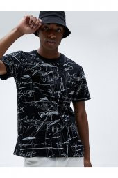 Slogan Baskılı Tişört Bisiklet Yaka Kısa Kollu thumbnail 2