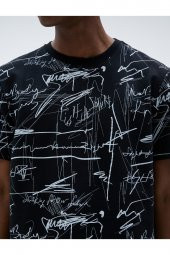 Slogan Baskılı Tişört Bisiklet Yaka Kısa Kollu thumbnail 5