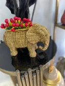 Fil saksı, hasır dokulu sukulent saksı,banyo dekoru, polyester fil saksı - 3