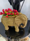 Fil saksı, hasır dokulu sukulent saksı,banyo dekoru, polyester fil saksı - 1