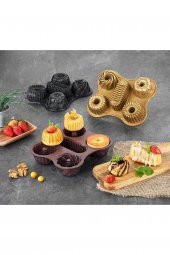LOpaline  Chefstar 5li Döküm Muffin Kek Kalıbı. Japon Kek Kalıbı Ölçü : 23 X 19 X 5 Cm - 1