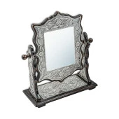 Gümüş Çiçek Desenli Kare Çift Taraflı Ayna - 3
