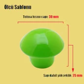 Mantar Düğme Kulp Çekmece Bebek Çocuk Genç Odası Dolap Kapak Kulpu Kulbu Yeşil Metal Kulp - 3