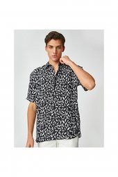 3sam60149hw 9d9 Siyah Desenli Erkek Viskoz Woven Tops Gömlek - 1