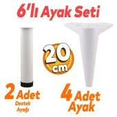 Aspen 6'lı Set Mobilya Tv Ünitesi Koltuk Kanepe Konsol Destek Ayağı Ayakları 20 Cm Ayak Beyaz - 1