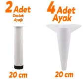 Aspen 6'lı Set Mobilya Tv Ünitesi Koltuk Kanepe Konsol Destek Ayağı Ayakları 20 Cm Ayak Beyaz - 2