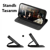 Polham Standlı Cüzdanlı İphone 14 Pro 6.1 Uym Kapaklı Ful Korumalı Kılıf, PU Deri Manyetik Kapak - 2