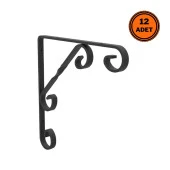 12 Adet Burgulu 20 x 30 cm Dekoratif Raf Altı Ayağı Konsol Siyah - 1
