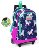 Coral High Pembe Unicorn Baskılı Çekçek Okul Çantası - Işıklı Tekerlekler thumbnail 1