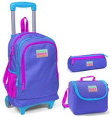 Coral High Mor Kız Çocuk Çekçek Çanta Seti - Işıklı Tekerlekler thumbnail 1