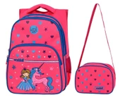 WaddellBag Kız Çocuk Üç Gözlü Pembe Unicorn İlkokul Sırt Çanta ve Beslenme Çantası Seti - 1