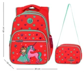 WaddellBag Kız Çocuk Kırmızı Unicorn İlkokul Sırt Çanta Seti WDL Kids - 5