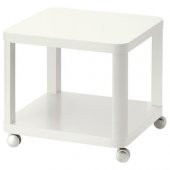 Tekerlekli Yan Sehpa, Beyaz Renk MeridyenDukkan 50x50 Cm Ev Dekorasyonu Mobilya - 1