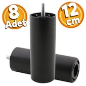 Mobilya Kanepe Koltuk Baza Yükseltme M8 Civatalı Ince Diş Destek Ayağı Ayakları Siyah 12 Cm 8 Adet - 1
