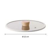 FİKA 22CM DÜZ SİLİKON ÇERÇEVELİ CAM KAPAK BEJ - 2
