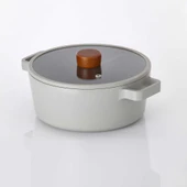 FİKA ALÜMİNYUM DÖKÜM TENCERE GRİ CAM KAPAKLI 18 CM - 2