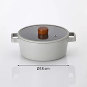 FİKA ALÜMİNYUM DÖKÜM TENCERE GRİ CAM KAPAKLI 18 CM - 4